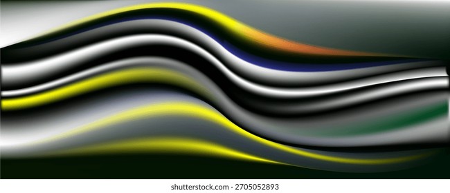 Plano de fundo dinâmico abstrato com curvas de gradiente azul claro e amarelo borrado. Modelo de papel de parede fluido para desktop, página do site, publicidade, folheto, folheto. Fundo ondulado de néon futurista