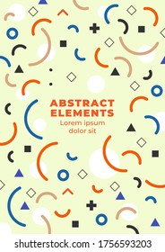 Abstract dynamic background. Composition with geometric shapes and copy space, Flat and clean style, Applicable for any graphic works.