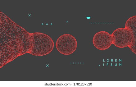 Abstract dynamic background. Connection structure with particles. 3D vector illustration. 