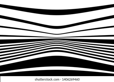 Abstract dynamic background with curved black and white lines. Vector illustration.