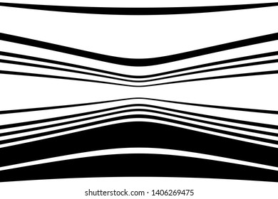 Abstract dynamic background with curved black and white lines. Vector illustration.