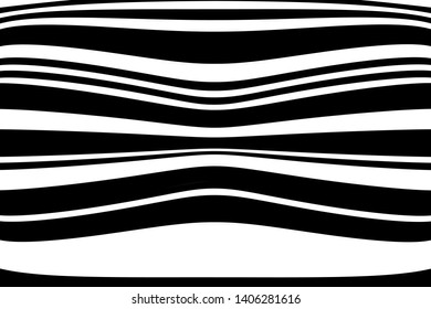 Abstract dynamic background with curved black and white lines. Vector illustration.