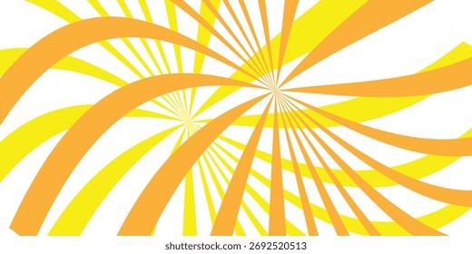 Um plano de fundo dinâmico abstrato com linhas curvas em laranja e amarelo cria um efeito de movimento radial. Um design brilhante com linhas energéticas, perfeito para cartazes, web e projetos gráficos. eps10.