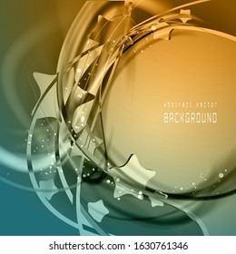 Abstract dynamic background. Expressive vector frame with glowing fibers and stars.
