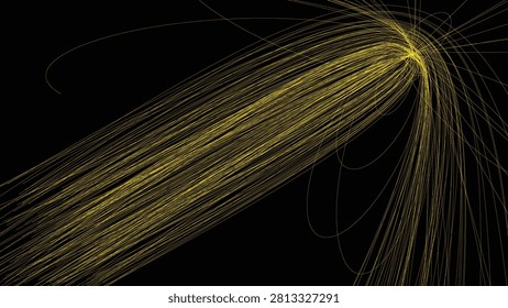 Abstract dynamic background featuring a dense cluster of fine radiant lines sweeping diagonally to simulate a luminous cosmic comet or magnetic field