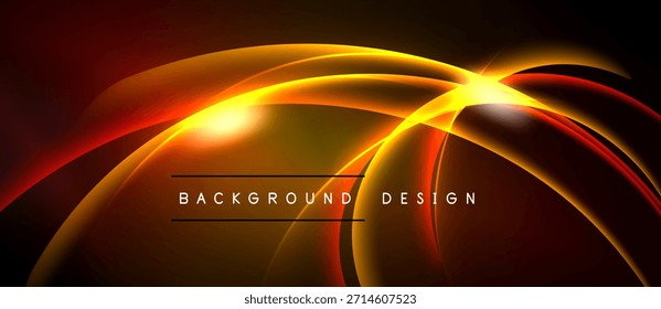 Resumo dinâmico. Laranja, brilhos vermelhos criam linhas fluindo, ponto central brilhante. Elemento de design moderno para projetos.