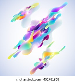 Abstract dynamic background. Plastic colorful shapes.