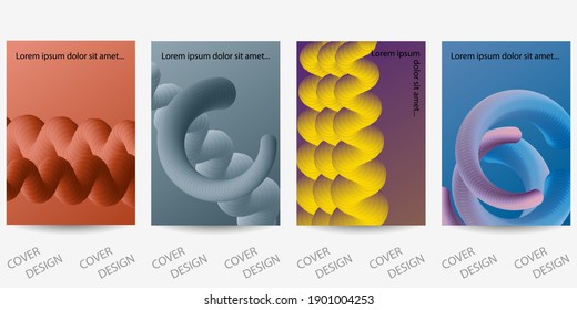 Abstract  dynamic backgrounds set.Colorful geometric pattern with  volumetric fluid form . For printing on covers, banners, sales, flyers. Modern design. Vector. EPS10