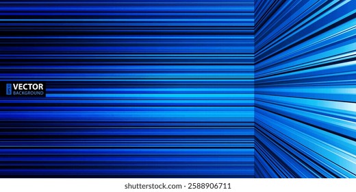Abstract dynamic black, white and blue warped stripes background. RGB EPS 10 vector illustration