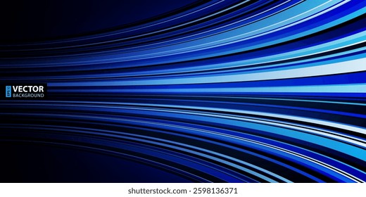 Abstract dynamic black, white and blue warped stripes background. RGB EPS 10 vector illustration