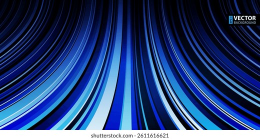 Abstract dynamic black, white and blue warped stripes background. RGB EPS 10 vector illustration