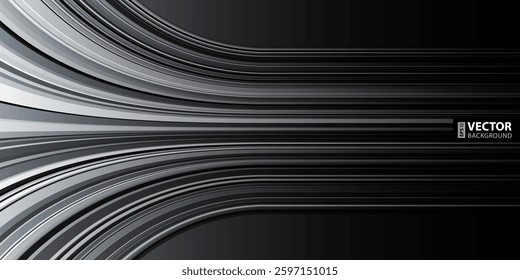 Abstract dynamic black, white and grey warped stripes background. RGB EPS 10 vector illustration