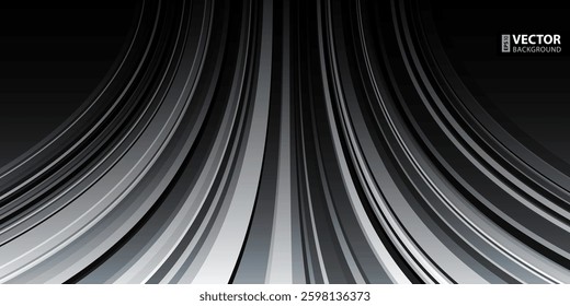 Abstract dynamic black, white and grey warped stripes background. RGB EPS 10 vector illustration