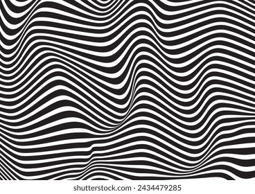 Abstract dynamic black and white striped lines pattern background, illusion texture design, Vector Illustration.