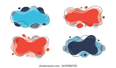 Abstract dynamic blob shapes with dotted outlines and subtle textures for creative design projects