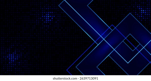 Abstract dynamic blue lines and shapes on a dotted grid background