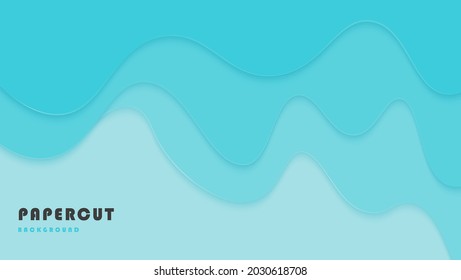 Abstract Dynamic Blue Liquid Melt Drop Background, Minimal Wave Dynamic Blue Papercut Style Background Design