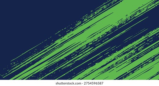 Abstract dynamic brush strokes background, lime green and navy blue grunge paint texture, energetic diagonal lines for sports design, racing, and urban poster.
