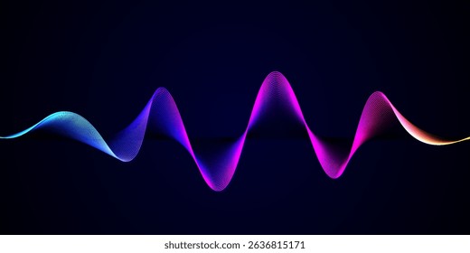 Abstract dynamic colorful flowing lines light design. Sound wave background. Vector illustration of music, technology concept
