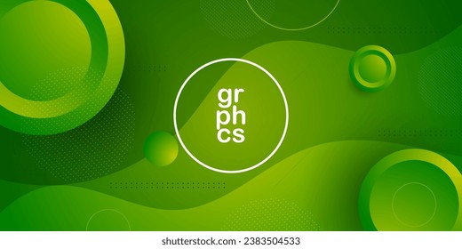 Abstract dynamic colorful green gradient illustration background with 3d look and simple circle with shadow pattern. Cool design. Eps10 vector