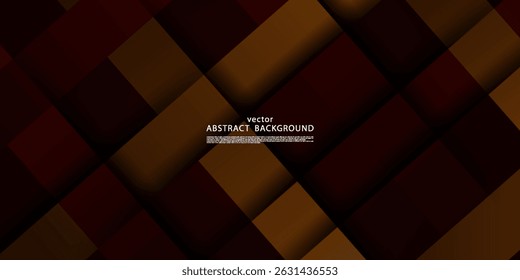 Abstract dynamic colorful orange and red banner 3D background. Creative square pattern and shadow on dark background. Vector Eps10