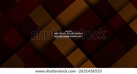 Abstract dynamic colorful orange and red banner 3D background. Creative square pattern and shadow on dark background. Vector Eps10