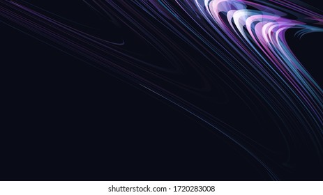 Abstract dynamic composition of bright lines, lights path futuristic background in the dark