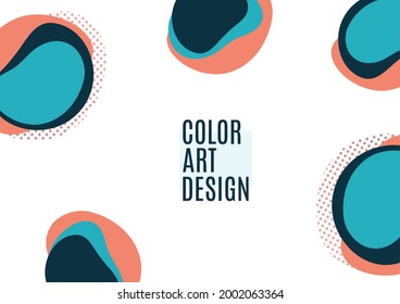 Abstract dynamic composition of overlapping rounded shapes and dots. Modern style geometric background, minimalistic design element. Vector illustration
