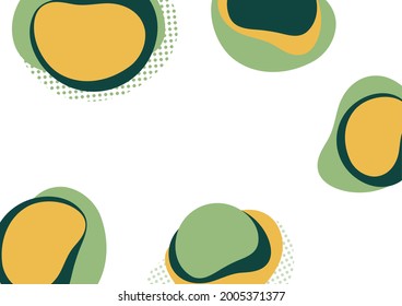 Abstract dynamic composition of overlapping rounded shapes and dots. Modern style geometric background, minimalistic design element. Vector illustration