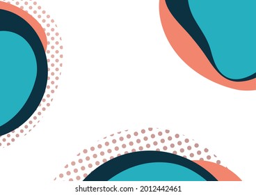 Abstract dynamic composition of overlapping rounded shapes and dots. Modern style geometric background, minimalistic design element. Vector illustration