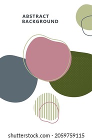 Abstract dynamic composition of overlapping rounded shapes and dots. Geometric background in modern style, element of minimal design. Vector illustration