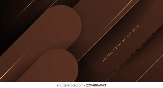 Abstract dynamic dark brown luxury background template vector with shadow and gold lines.Futuristic background with strong pattern design.Eps10 vector