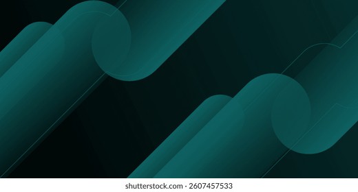 Abstract dynamic dark green with circle shape and lines gradient shadow pattern background. Simple pattern for display website template wallpaper poster. modern concept