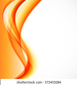Abstract dynamic design background with orange curved soft light lines in wavy style. Vector illustration