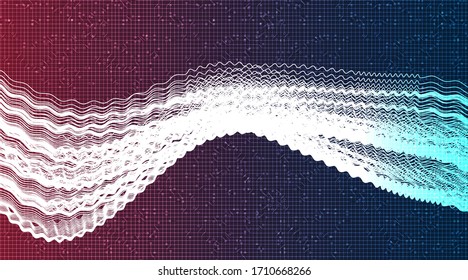 Abstract Dynamic Digital Sound Wave with technology background vector.
