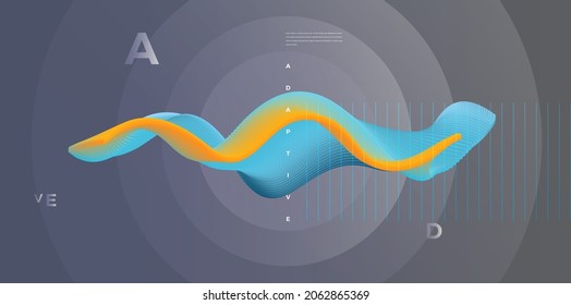 Abstract dynamic emitted colorful particles wave background. Conceptual element design template. Modern vector illustration.