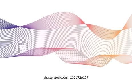 Resumen del elemento de diseño de líneas de onda de flujo dinámico. Resumen de las líneas onduladas de la ilustración vectorial de gradiente multicolor. Resumen de las líneas de onda de mezcla de gradiente colorido y fondo de tecnología.	