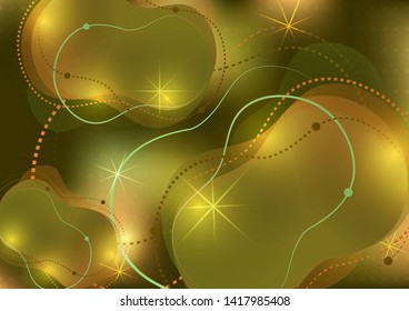 Abstract dynamic fluid against a bright gradient mesh. Liquid dynamics with forms and elements. Vector futuristic background for your design.