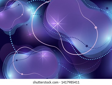 Abstract dynamic fluid against a bright gradient mesh. Liquid dynamics with forms and elements. Vector futuristic background for your design.
