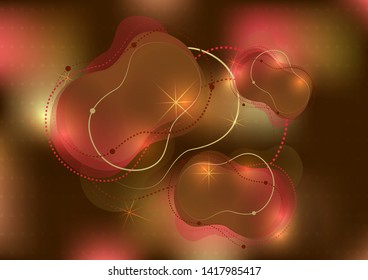 Abstract dynamic fluid against a bright gradient mesh. Liquid dynamics with forms and elements. Vector futuristic background for your design.