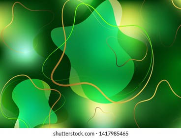 Abstract dynamic fluid against a bright gradient mesh. Liquid dynamics with forms and elements. Vector futuristic background for your design.