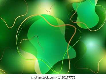 Abstract dynamic fluid against a bright gradient mesh. Liquid dynamics with forms and elements. Vector futuristic background for your design.