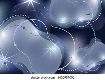Abstract dynamic fluid against a bright gradient mesh. Liquid dynamics with forms and elements. Vector futuristic background for your design.