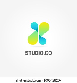 Abstract Dynamic Fluid Logo Sign Symbol Icon