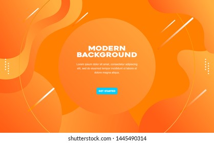 Abstract dynamic fluid overlap textured orange background. Liquid color background design. Fluid gradient shapes composition. Futuristic design posters