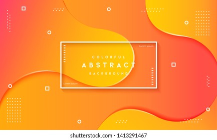 Abstract dynamic fluid textured orange background - vector