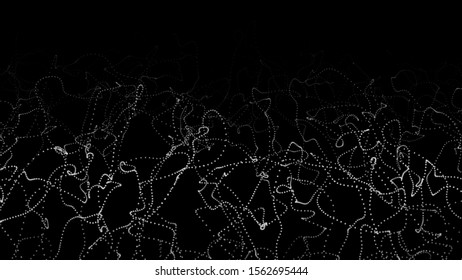 Abstract dynamic flying particles. Big data. Low poly shape. Shining particles. Futuristic background. Vector.