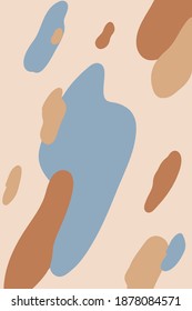 Abstract dynamic freehand background. spots blue and brown spots on a beige background
