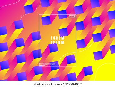 Abstract dynamic geometric background. Cubes pattern design. technology background with Big data. Vector illustration