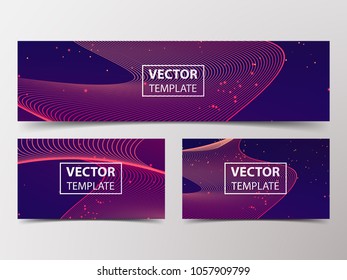 Abstract Dynamic, Geometric line on Blue Background with Luminaries. Vector banner, flyer, brochure with lines.